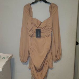 Stone Chiffon Double Ruchef Bodycon Dress